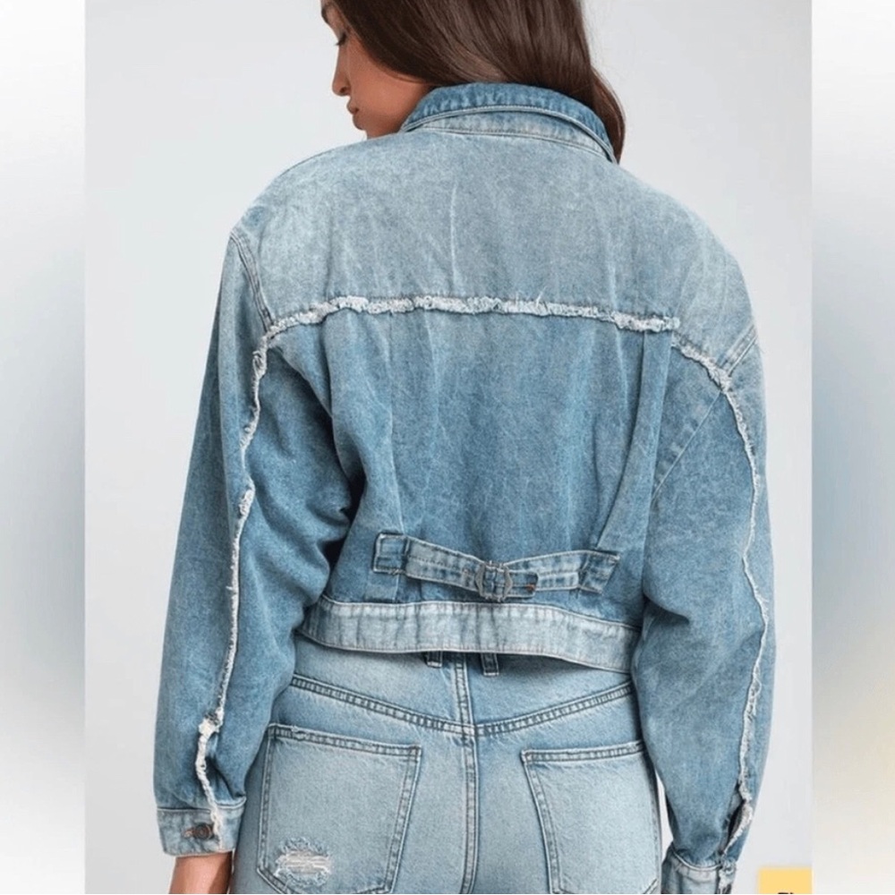 Free People Bedford Cropped Jean Jacket Size Small - Picture 3 of 16